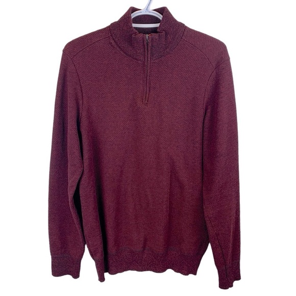 Robert Graham sz M Burgundy Red Quarter 1/4 Zip Pullover Men’s Sweater - Picture 1 of 7